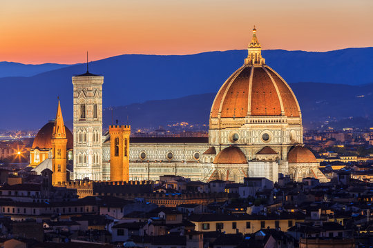 Cathedral Santa Maria del Fiore at sunset. Florence. Italy
