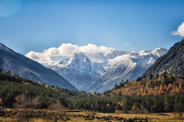 Fototapeta na wymiar Bright mountain landscapes of the Caucasus