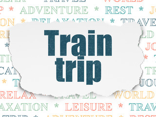 Obraz premium Tourism concept: Train Trip on Torn Paper background