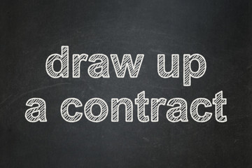 Fototapeta na wymiar Law concept: Draw up A contract on chalkboard background