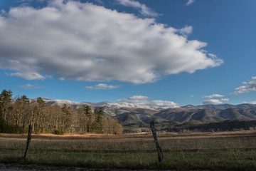 Snow Dusted Mountain Landscape in Cade's Cove inside The Great Smoky Mountain National Park