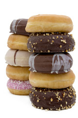 donuts stacked and isolated on white