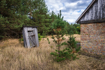 Small privy in deserted Masheve settlement, Chernobyl Exclusion Zone, Ukraine