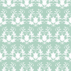 Floral pattern. baroque, damask. Green and white ornament Seamless background for textile, manufacturing, wallpapers, print wrap