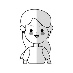 woman with long hair cartoon icon over white background. vector illustration