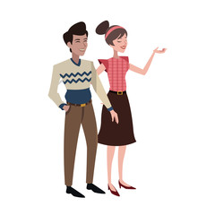 happy couple cartoon icon over white background. colorful design. vector illustration