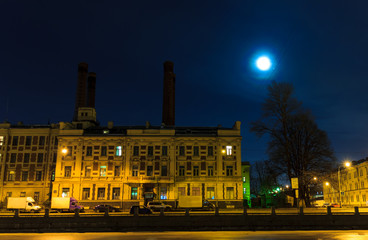 Night St. Petersburg. Russia. Embankment of the Fontanka River