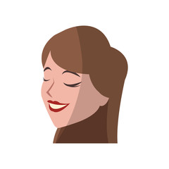 happy woman face cartoon icon over white background. colorful design. vector illustration