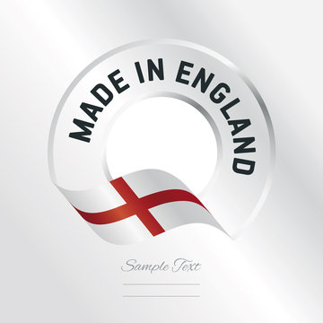 Made in England transparent logo icon silver background