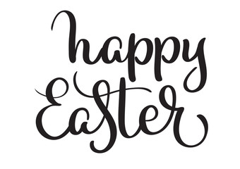 Happy Easter words on white background. Calligraphy lettering Vector illustration EPS10