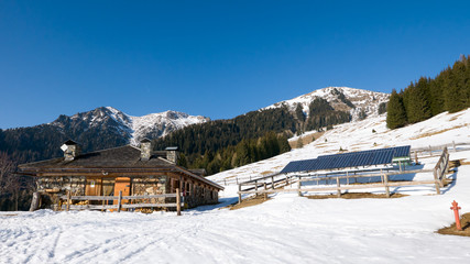 Remote mountain cottage powered by solar energy