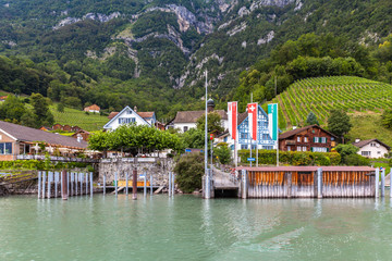 Fototapeta na wymiar Beautiful view of Quinten on Walensee