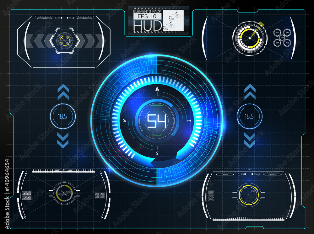 Poster abstract background with different elements of the hud. vector illustration.head-up display elements
