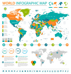 Fototapeta na wymiar World Map - Infographic Set