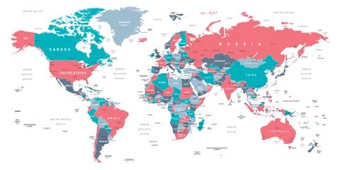 Deurstickers World Map - illustration © Porcupen