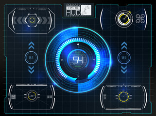Abstract background with different elements of the hud. Vector illustration.Head-up display elements.
