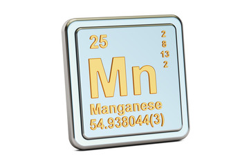 Manganese Mn, chemical element sign. 3D rendering