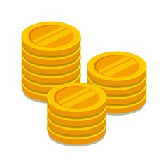 golden coins over white background. colorful design. vector illustration