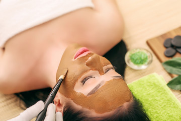 Obraz na płótnie Canvas Spa Mask. Woman in Spa Salon. Face Mask. Facial Clay Mask.