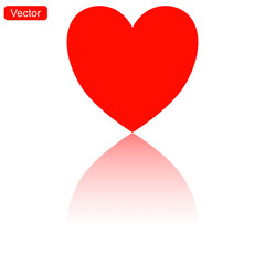 Beautiful red heart vector icon with mirror effect