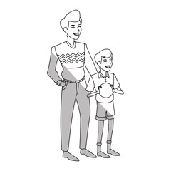 happy father with his son over white background. vector illustration