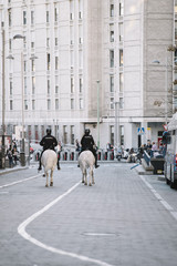 Policeman riding a horse in Madrid.
