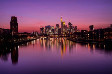 Fototapeta na wymiar Frankfurt am Main city skyline at sunset