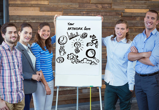 Group Presenting Easel Pad Mockup