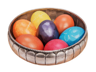 colors egg in silver vase