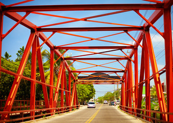 red bridge of Sosua town, Dominican Republec