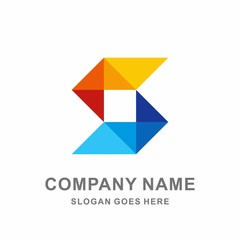 Monogram Letter S Geometric Infinity Triangle Square Pixel Motif Pattern Origami Business Company Stock Vector Logo Design Template 