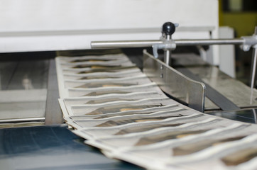 Magazine offset printing machine close up