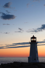 Peggys Cove Lighthouse After Sunset, Nova Scotia, Canada