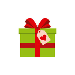 gift box with heart card over white background. colorful design. vector illustration