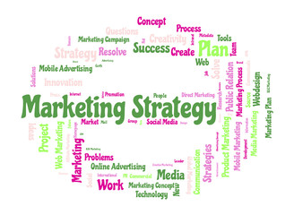 Marketing Strategy word cloud shaped as a stop sign