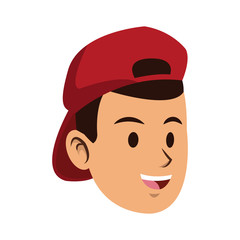 happy man face cartoon icon over white background. colorful design. vector illustration