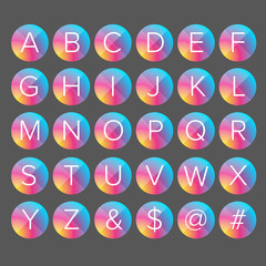 Alphabet letters colorful button