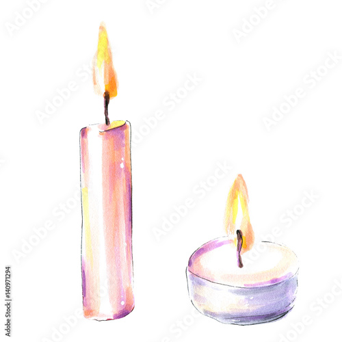 "Candles. Watercolor" Stock photo and royaltyfree images on Fotolia