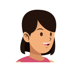 youngwoman with pink shirt cartoon icon over white background. colorful design. vector illustration
