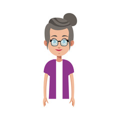 old woman cartoon icon over white background. colorful design. vector illustration