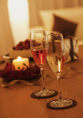 Champagne glass and candle