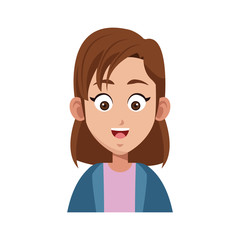 happy girl cartoon icon over white background. colorful design. vector illustration