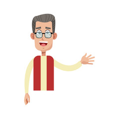 happy old man cartoon icon over white background. colorful design. vector illustration