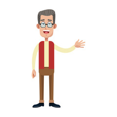 happy old man cartoon icon over white background. colorful design. vector illustration