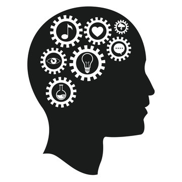 head brain gears intelligence media vector illustration eps 10