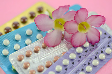 Obraz na płótnie Canvas Oral contraceptive in women health concept.