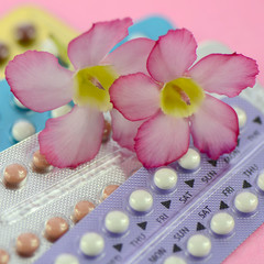Oral contraceptive in women health concept.