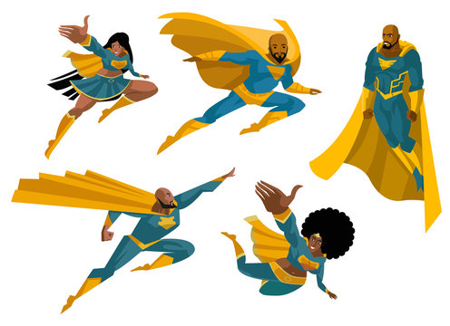 african superhero floating flying pack men and women