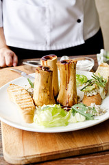 Tartar from marinated cucumbers and bruschetta