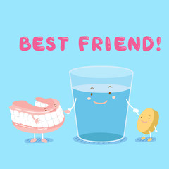 Naklejka premium cute cartoon denture